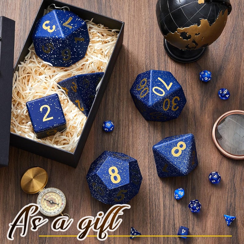 Arrowbash 6 Pcs Jumbo Polyhedra Dice 3.94 Inch Jumbo Foam Polyhedral Dice 6 Set 4, 6, 8, 10, 12 Sides Gifts for Games Teach Numbers Addition Subtraction Probability Learning(Starry Sky Blue) - Image 5